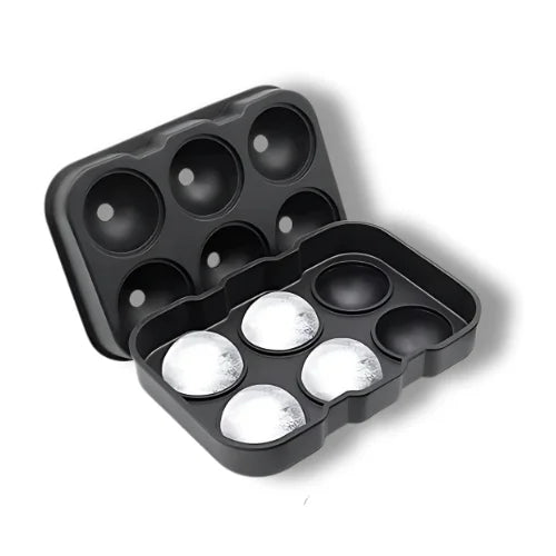 FSDUALWIN Lot De 2 Bacs à Glaçons Ronds En Forme De Sphère Et Grand Moule A Glacons Carre Pour Refroidir Le Whisky Les Cocktails Les Boissons Et Plus Encore Noir